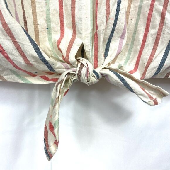 Madewell Women's Rainbow Stripe Short Sleeve Button-Back Tie Tee Top xs - Picture 8 of 16